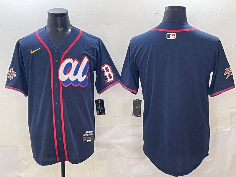 Men 2025 Boston Red Sox Blank Drak Blue All star Nike MLB Jersey style 01->boston red sox->MLB Jersey